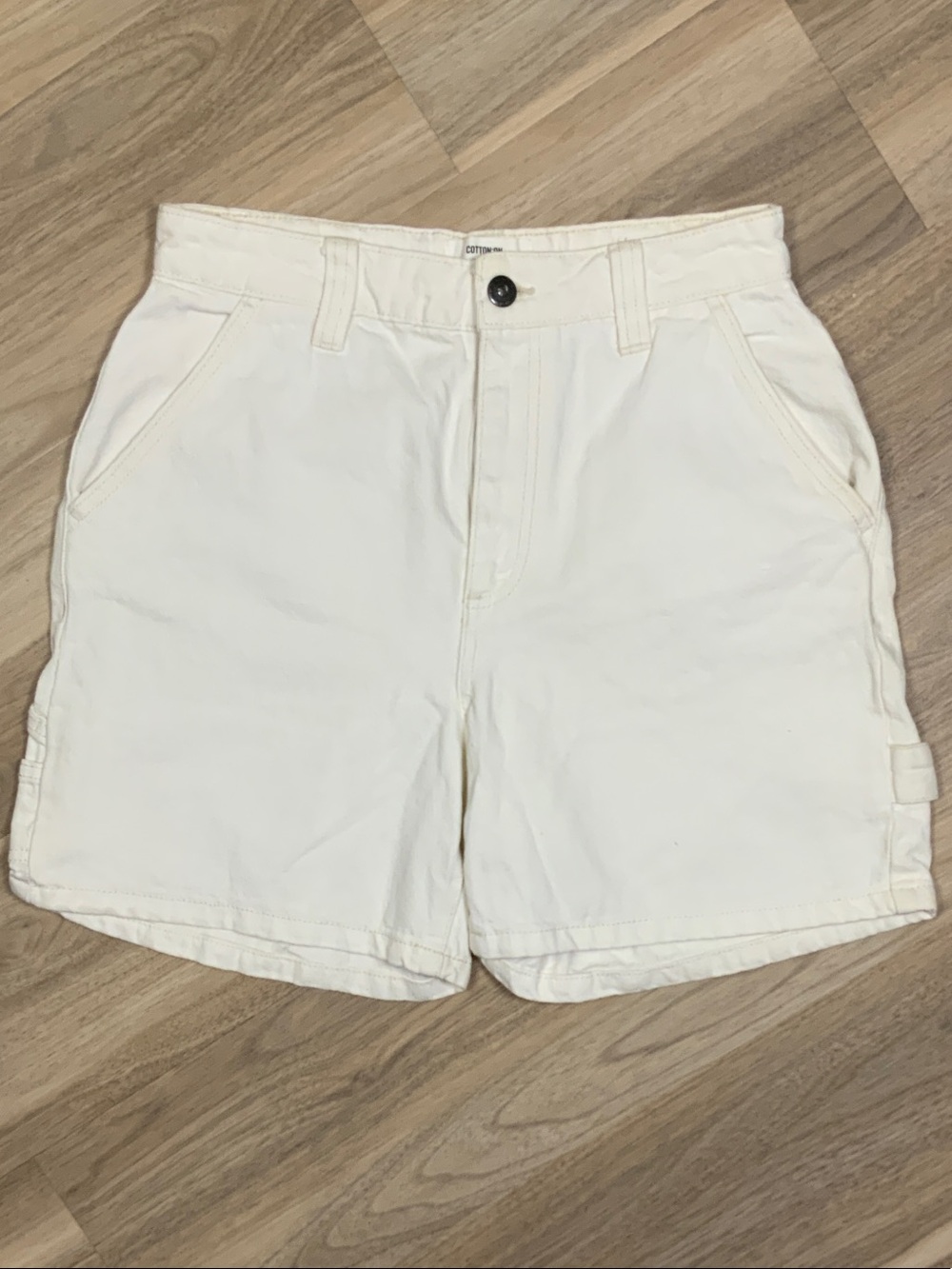 Cotton On Cream High-Rise Carpenter Jean Shorts